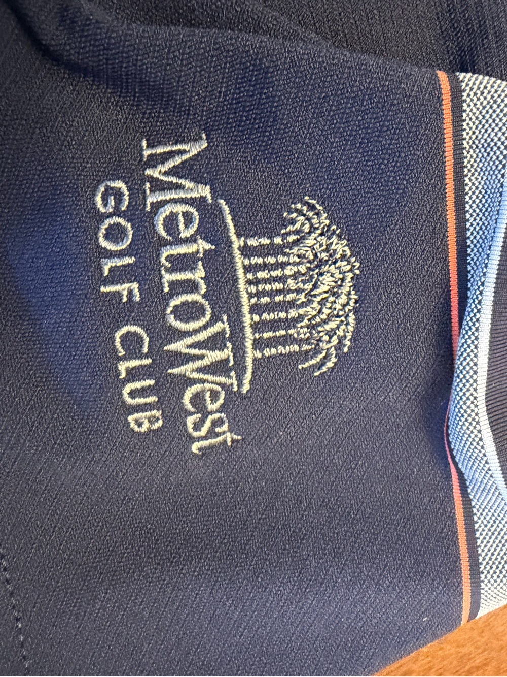 Callaway Opti-Dri Men's Large Golf Polo Navy Striped Stretch Meadowest Golf Club - Picture 6 of 14